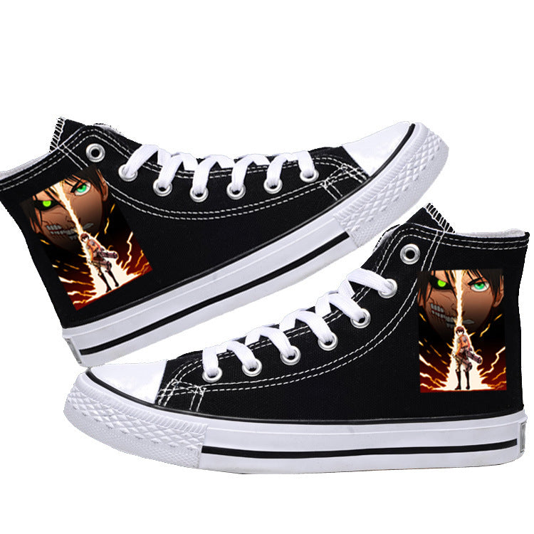 Attack on Titan High-Top Canvas Shoes  Anime Streetwear for Students & AOT Fans