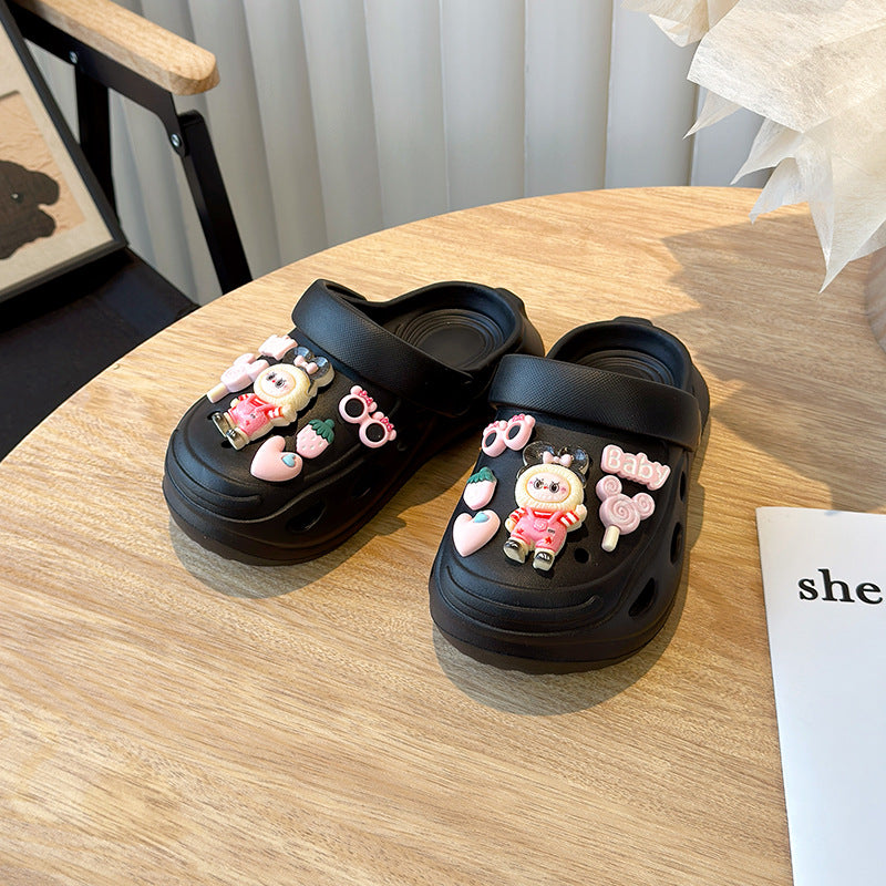 EVA hole shoes girls' summer rabu cloth thick-soled solid color garden shoes wear beach toe sandals outside