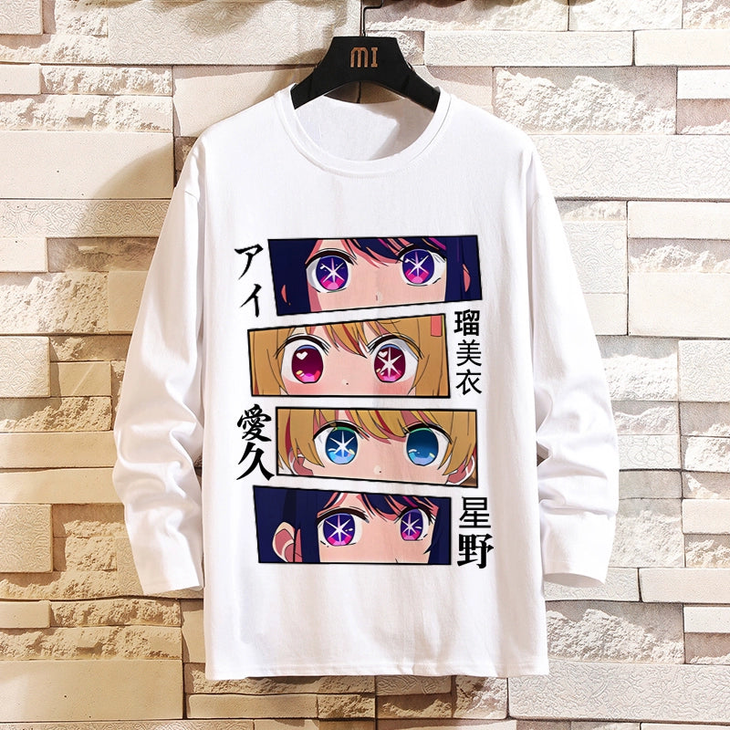 I Pushed the Kids Anime Peripheral Hoshino Ai Long-Sleeved T-Shirt with Magana Two-Dimensional Men and Women Autumn Clothes