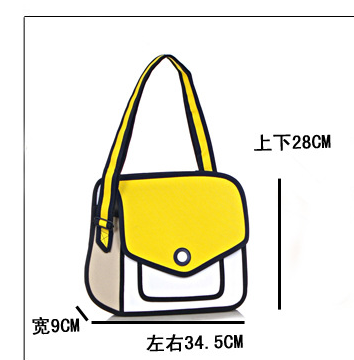 2D Cartoon Crossbody Bag  Cute Stereoscopic Anime-Style Satchel