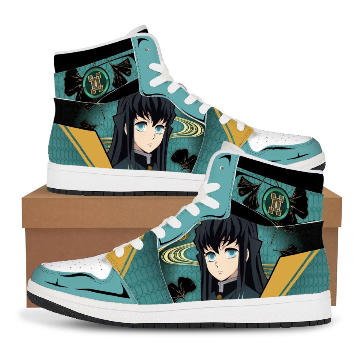 Naruto x One Piece Brown High-Top PU Shoes  Anime Basketball Sneakers for Streetwear Fans