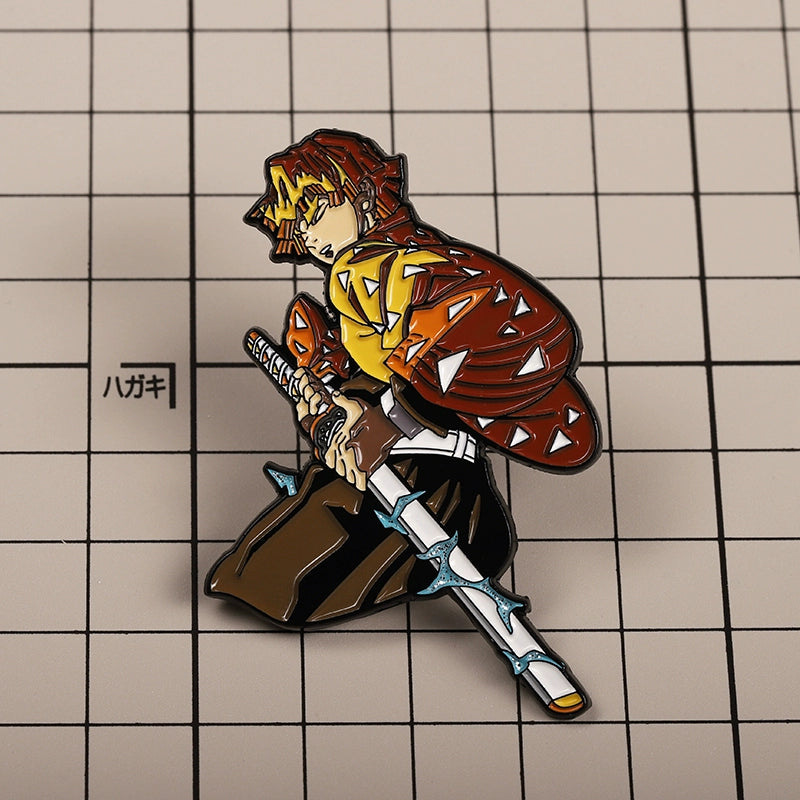 Zenitsu Agatsuma Metal Brooch  FooLii Fu Ghost Blade Pin Anime Accessory