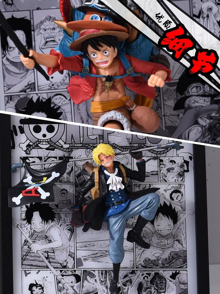 One Piece Trio Burst 3D Art  Luffy, Ace & Sabo Brotherhood Wall Decor