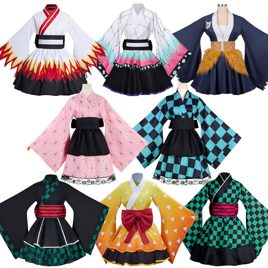 Inosuke women's cos clothing Ghost Slayer Blade cosplay maid skirt Halloween role-playing kimono manufacturers