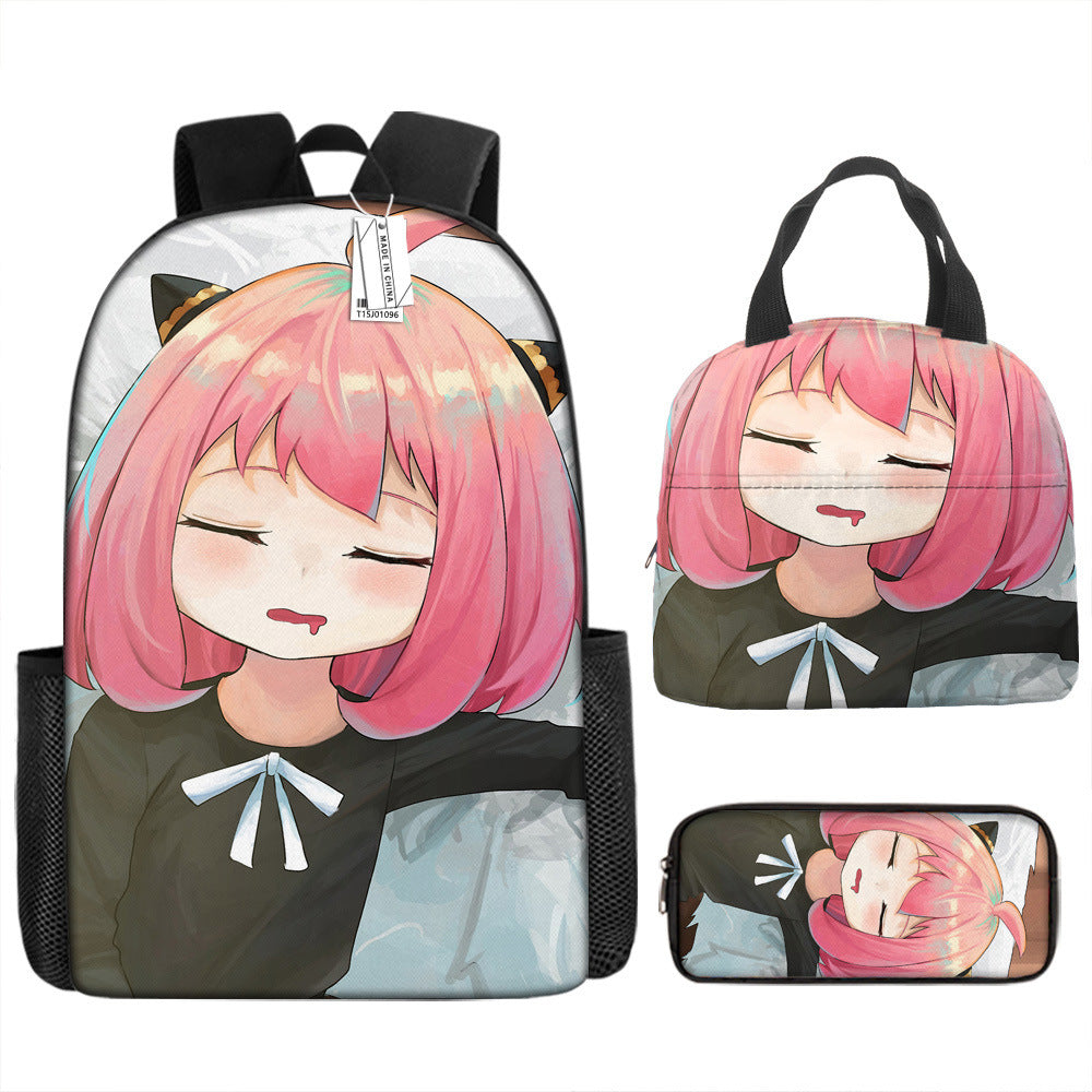 Spy Playhouse Full-Print Anime Backpack + Lunch Bag Set for Kids