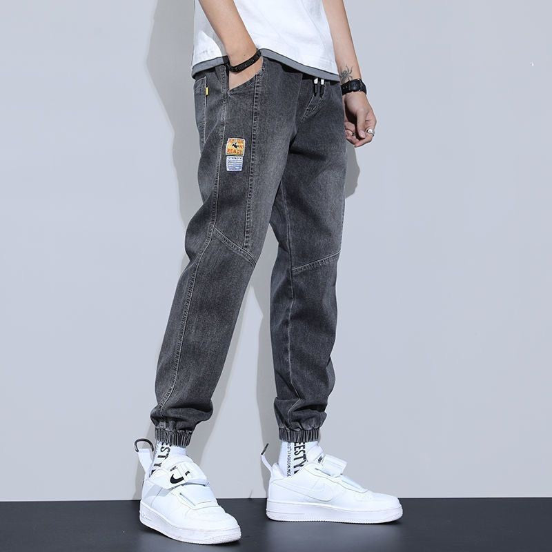 Light-colored jeans men's versatile cargo Harlan cropped slacks