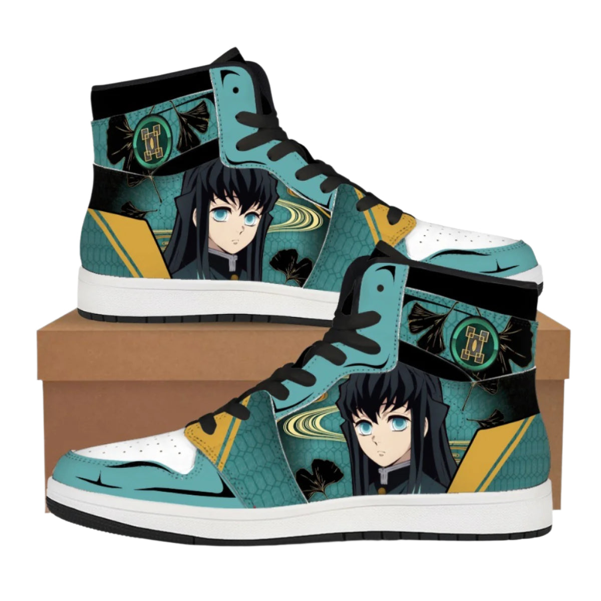 Naruto x One Piece Brown High-Top PU Shoes  Anime Basketball Sneakers for Streetwear Fans
