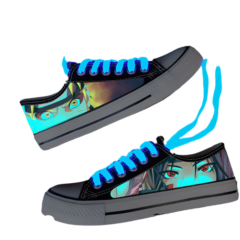 Naruto & One Piece Luminous Canvas Shoes  Anime Low-Tops for Boys, Students & Streetwear Fans