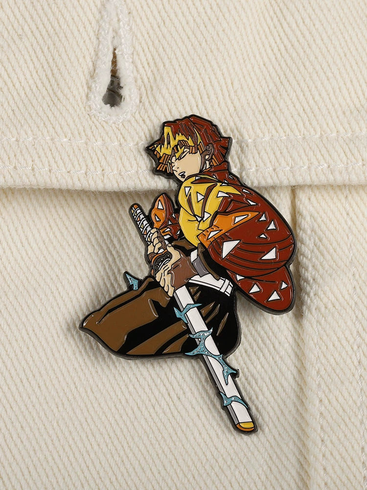 Zenitsu Agatsuma Metal Brooch  FooLii Fu Ghost Blade Pin Anime Accessory