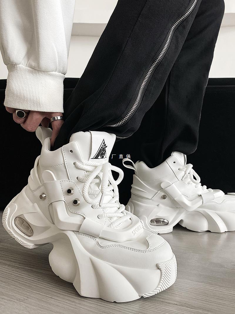 White Samurai Dad Sneakers  High-Top Thick-Soled Streetwear Shoes with Breathable Design