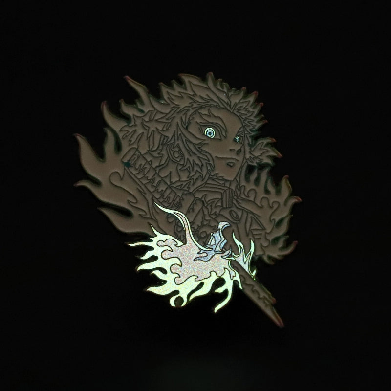 Kyojuro Rengoku Killing Flame Metal Brooch  Demon Slayer Badge by FooLii Fu