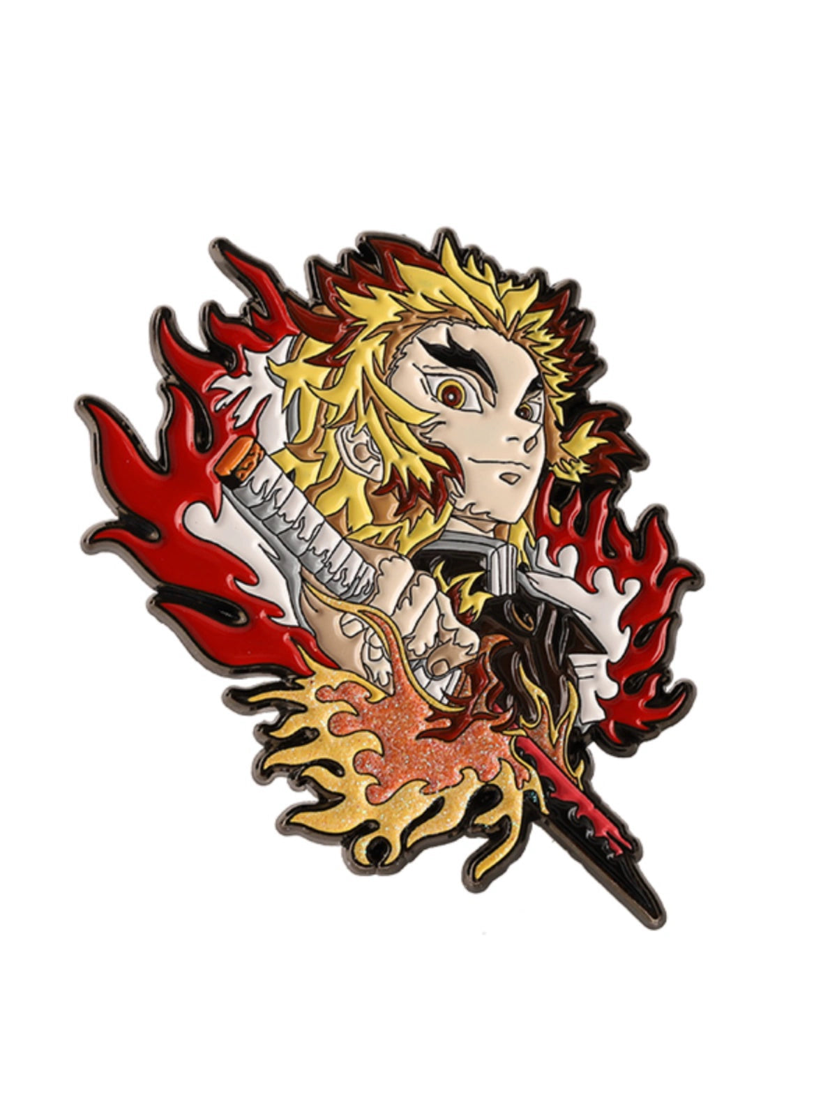 Kyojuro Rengoku Killing Flame Metal Brooch  Demon Slayer Badge by FooLii Fu