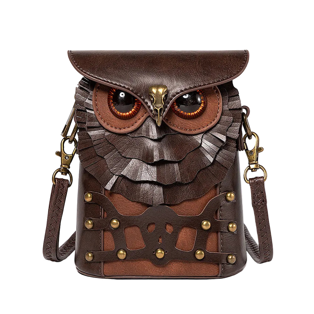 Medieval steampunk women's shoulder crossbody bag creative owl MINI coin purse shoulder bag