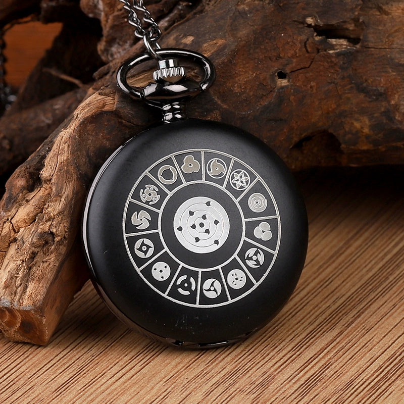 Naruto Watch Kakashi Necklace Pocket Watch Pendant Kaleidoscope Sharingan Wood Leaf Anime Peripheral Accessory