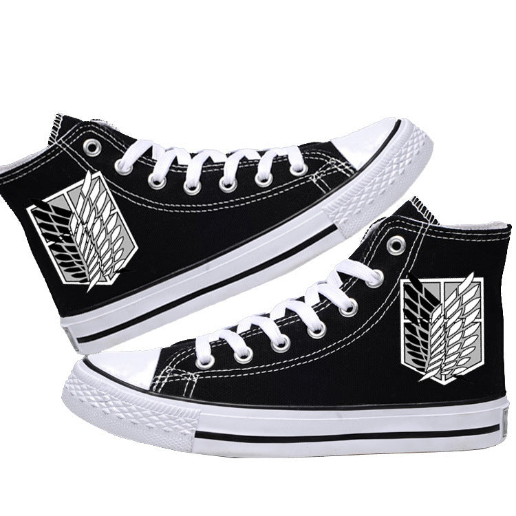 Attack on Titan High-Top Canvas Shoes  Anime Streetwear for Students & AOT Fans