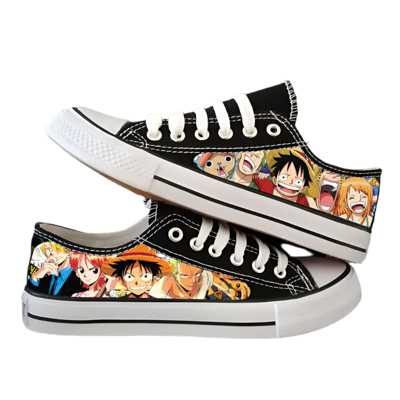 Naruto & One Piece Luminous Canvas Shoes  Anime Low-Tops for Boys, Students & Streetwear Fans