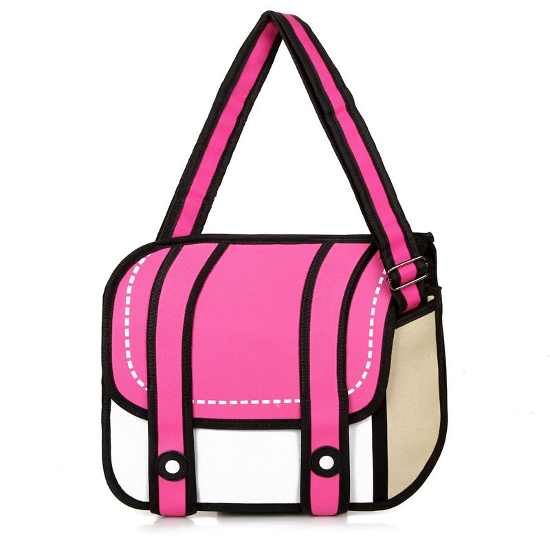 2D Cartoon Crossbody Bag  Cute Stereoscopic Anime-Style Satchel