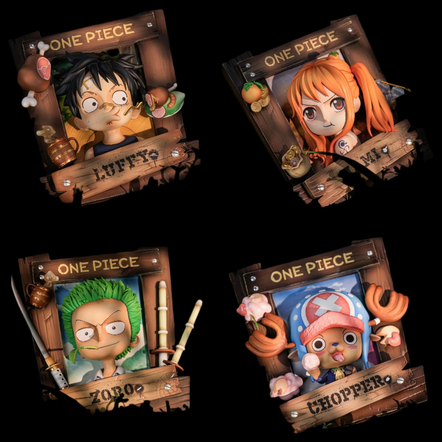 One Piece Cubic Photo Frame  Luffy, Chopper, Zoro & Nami by Resonance GK x E2 Studio