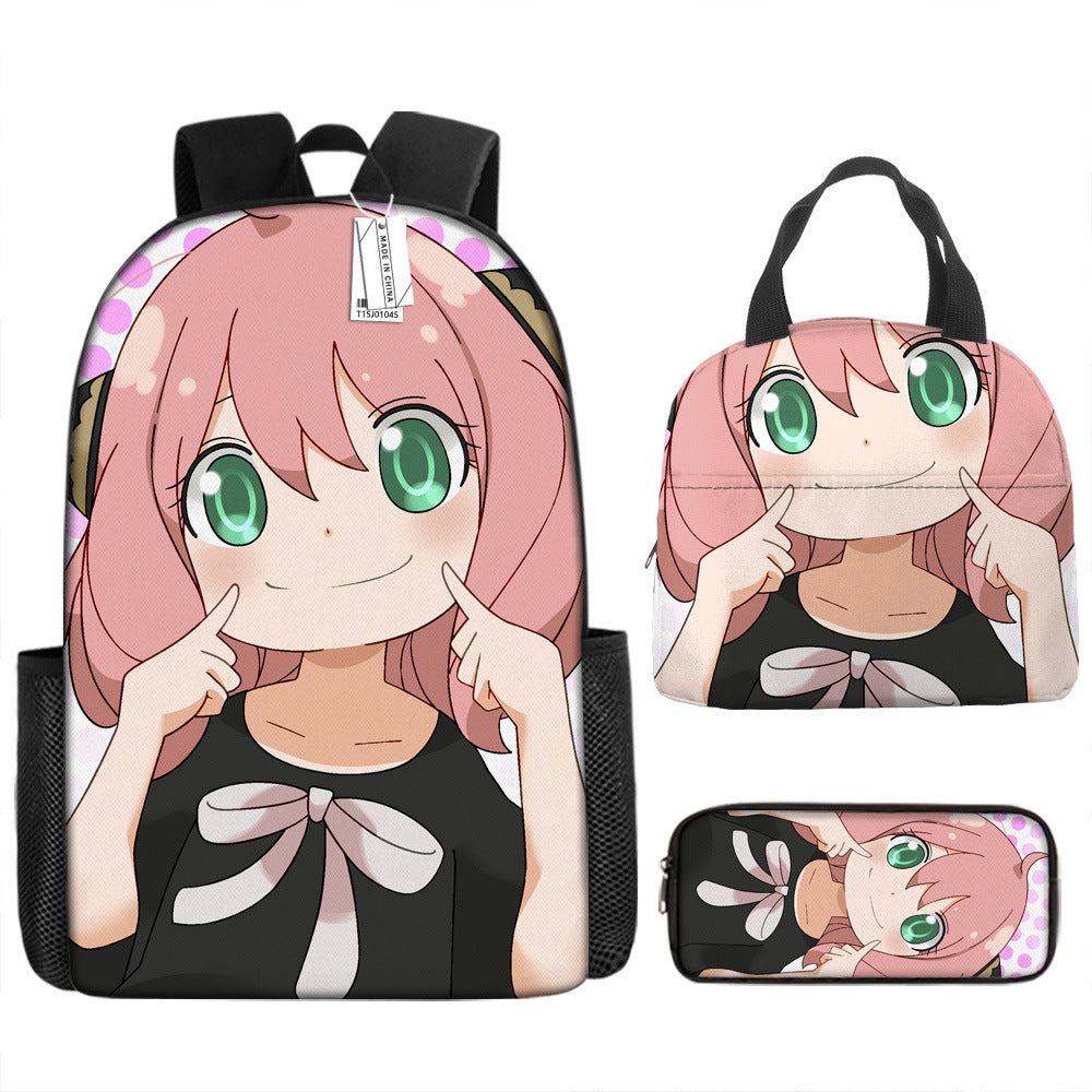 Spy Playhouse Full-Print Anime Backpack + Lunch Bag Set for Kids