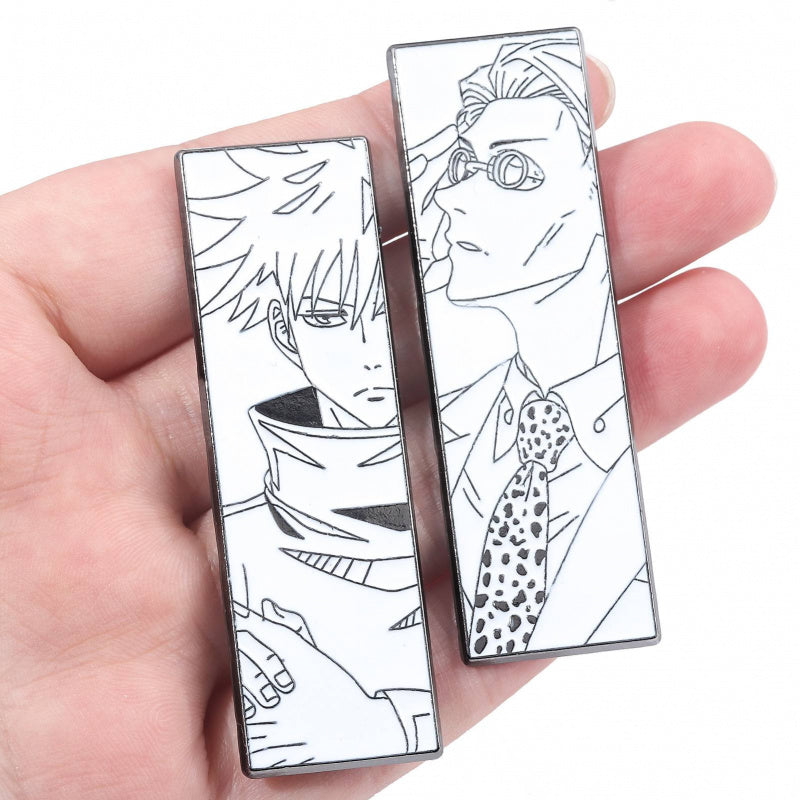 Jujutsu Kaisen Anime Brooch Set  Black & White Badge Collection Featuring Gojo, Nobara, Nanami, Yuta & More