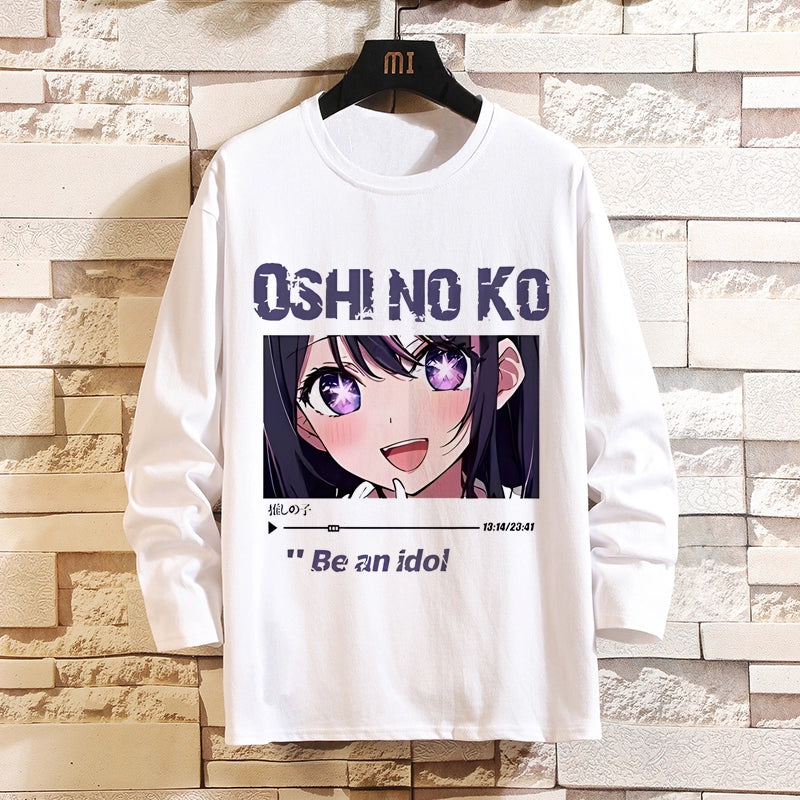 I Pushed the Kids Anime Peripheral Hoshino Ai Long-Sleeved T-Shirt with Magana Two-Dimensional Men and Women Autumn Clothes