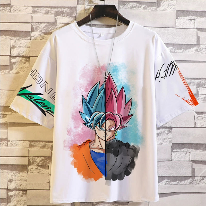 Trendy Brand Super Co-Branded Dragon Ball Saiyan Wukong Mens and Womens INS Hot T-Shirt Cartoon Summer Short-Sleeved Couple Clothes