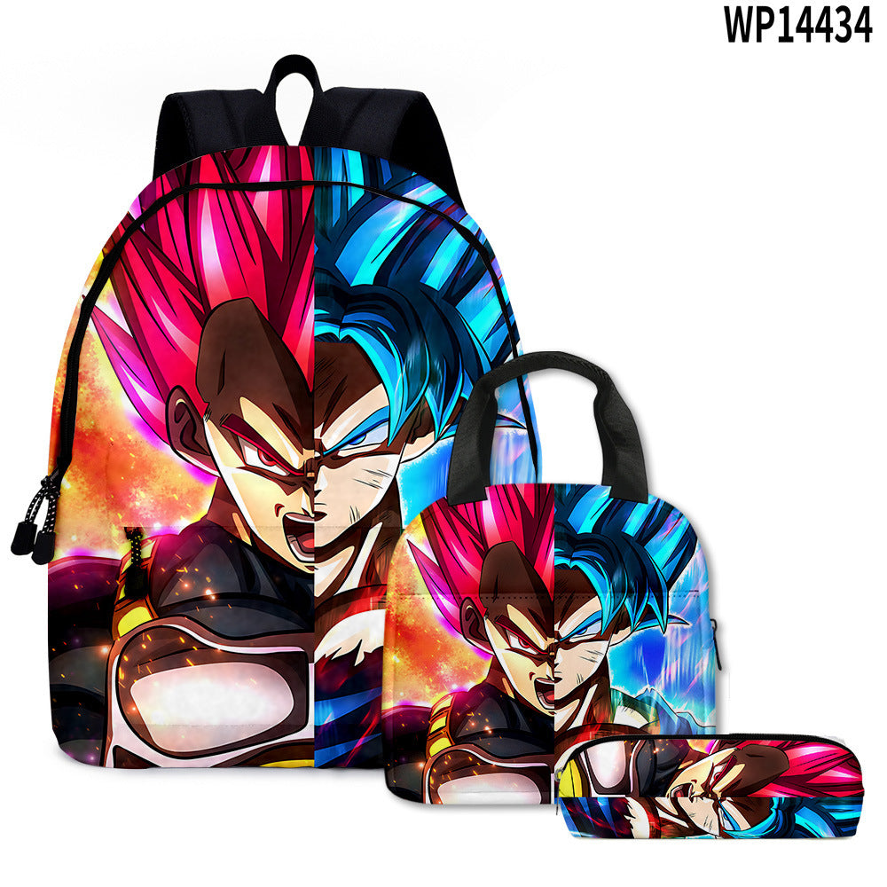 Dragon Ball Super 3D Goku Backpack Set  3-Piece Anime Combo