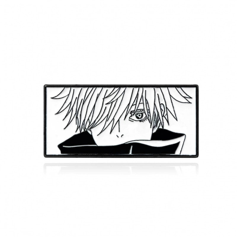 Jujutsu Kaisen Anime Brooch Set  Black & White Badge Collection Featuring Gojo, Nobara, Nanami, Yuta & More