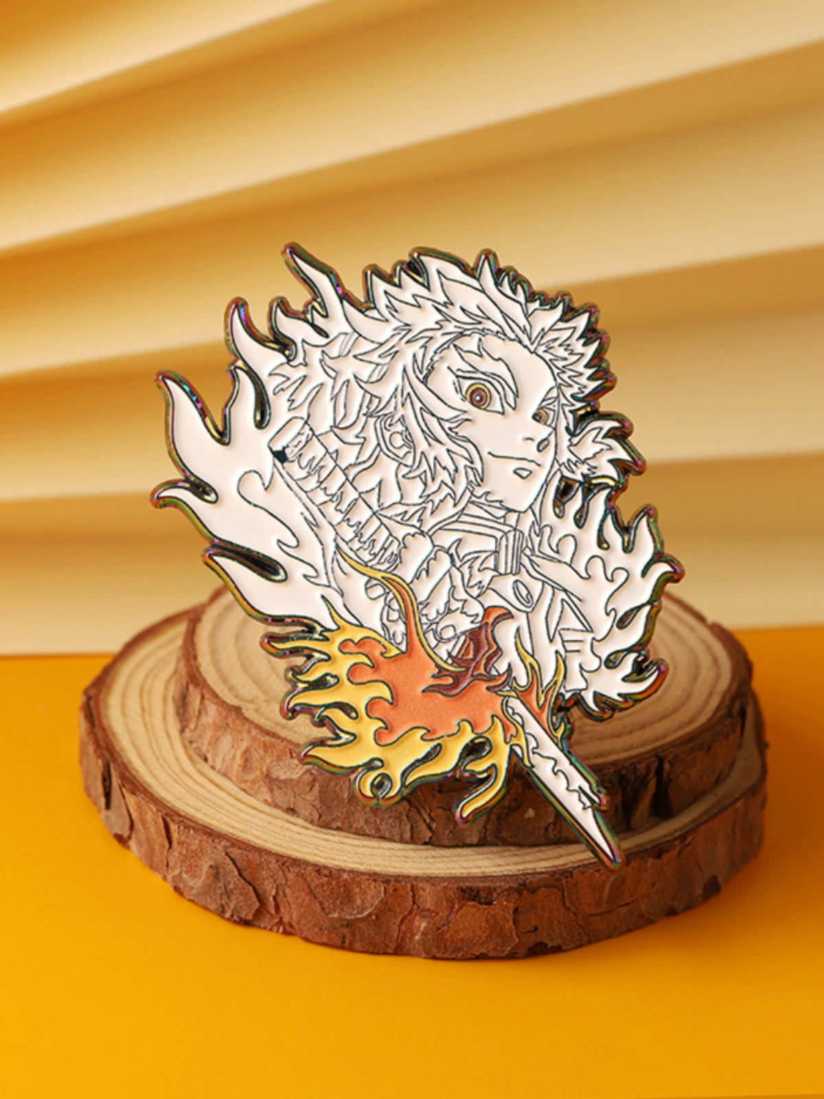 Kyojuro Rengoku Killing Flame Metal Brooch  Demon Slayer Badge by FooLii Fu