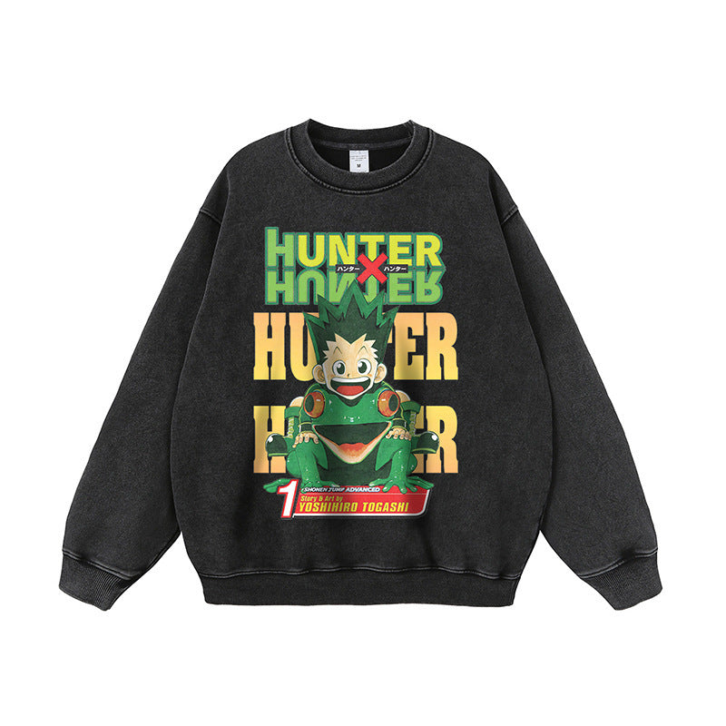 Harajuku High Street Retro Hip Hop Sweet Cool Cartoon Anime Print Long Sleeve Sweatshirt