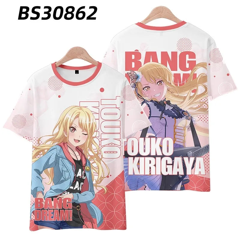 Anime BanG Dream! Poppin'Party Print T shirts Fashion