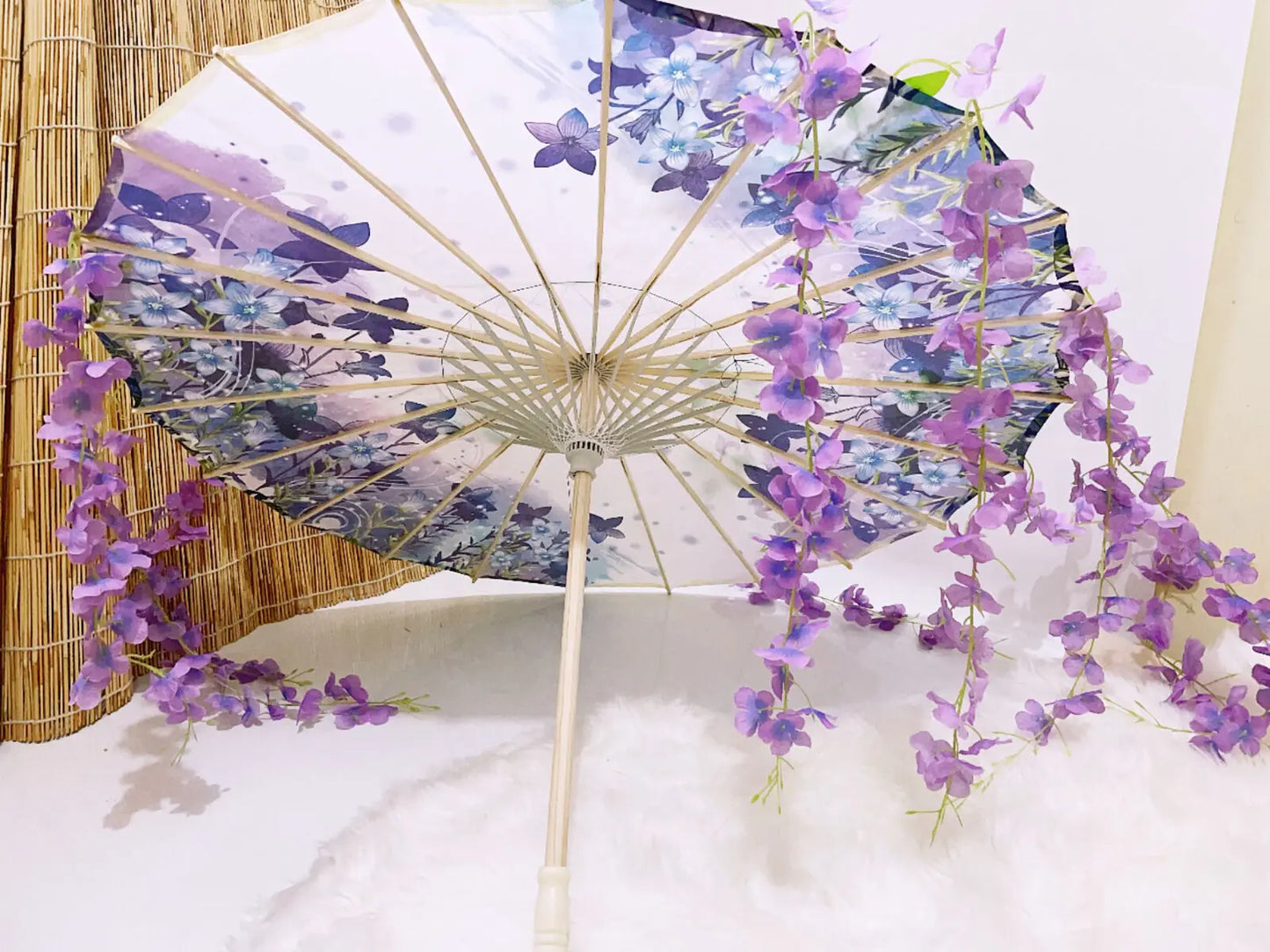 82CM 32'' Hanfu Tassel Waterproof Beach Umbrella Dance Cosplay Japan Sakura Spring Oil Paper