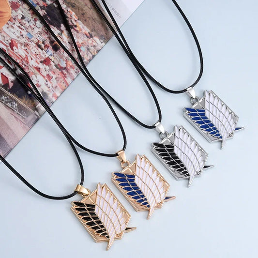 Anime Attack on Titan Alloy Necklace Wings of Liberty Shingeki Pendant No Kyojin Leather Chain