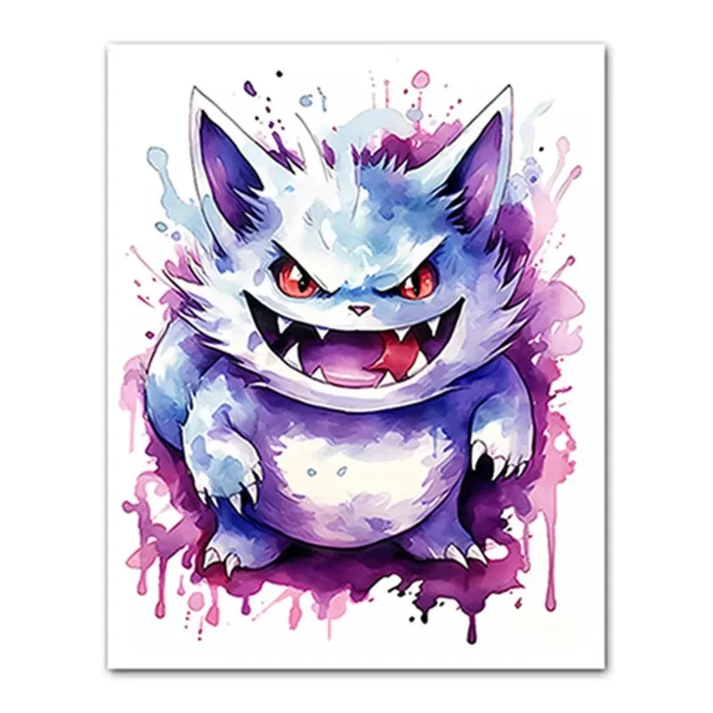 Anime Pokemon Canvas Painting Bulbasaur Charmander Squirtle Poster and Print Watercolor Wall Art