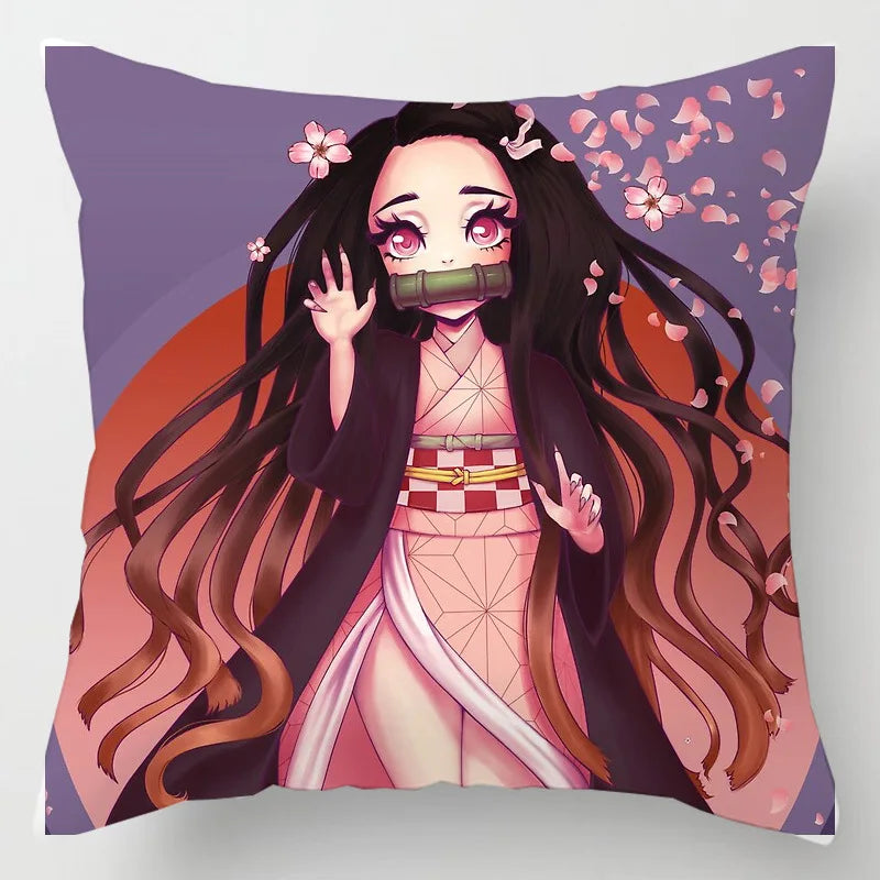 45 * 45CM Demon Slayer Kimetsu No Yaiba Pillowcase Home Decor Sofa