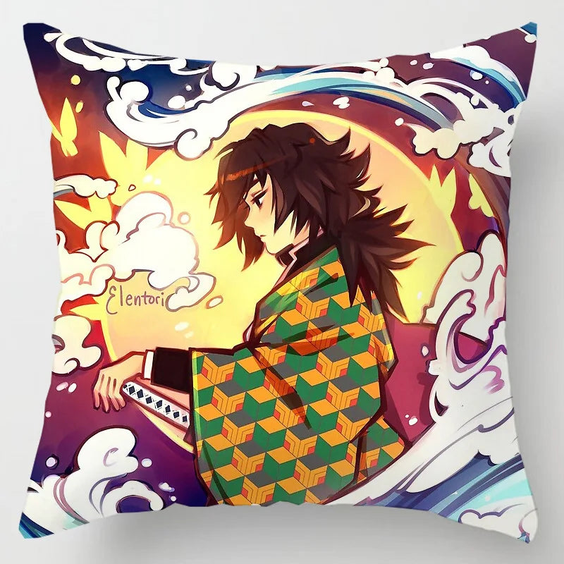 45 * 45CM Demon Slayer Kimetsu No Yaiba Pillowcase Home Decor Sofa