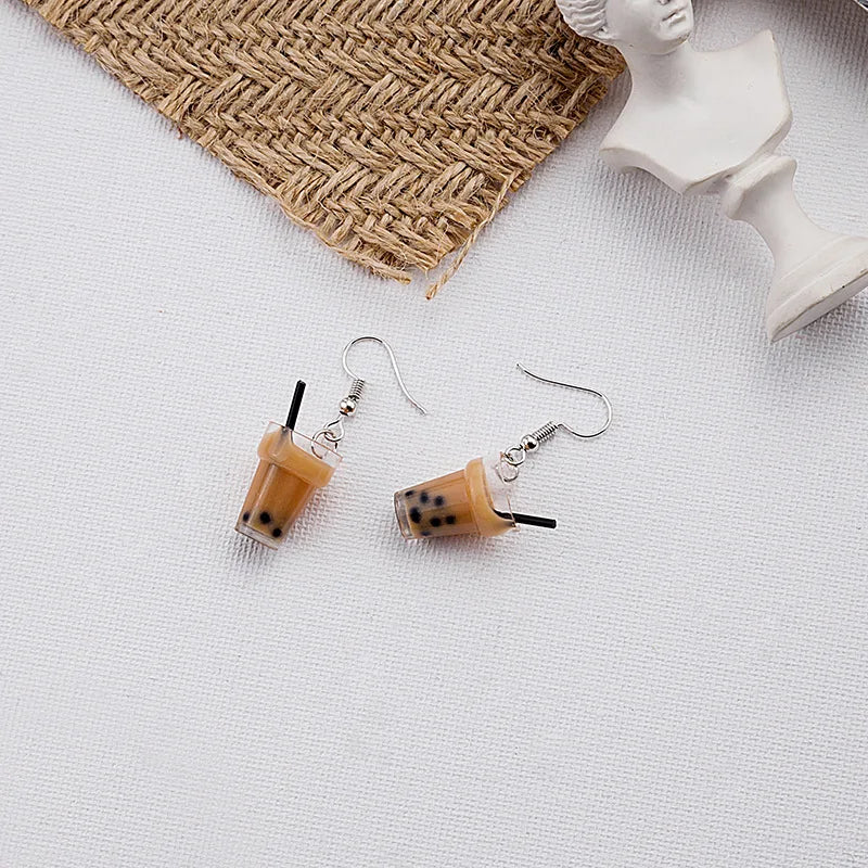 Cute 3D Simulation Bubble Tea Earrings