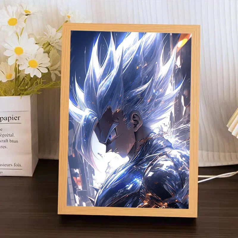 Anime Figure Dragon Ball Light Painting Photo Frame Goku Vegeta Led Night Light