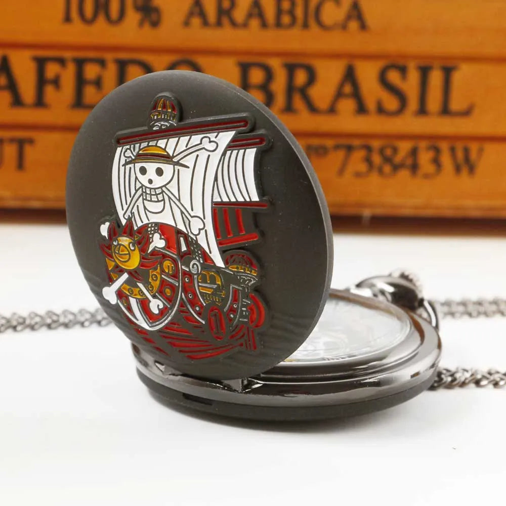 One Piece Simple Personalised Quartz Pocket Watches Anime Necklace With Chain Pocket