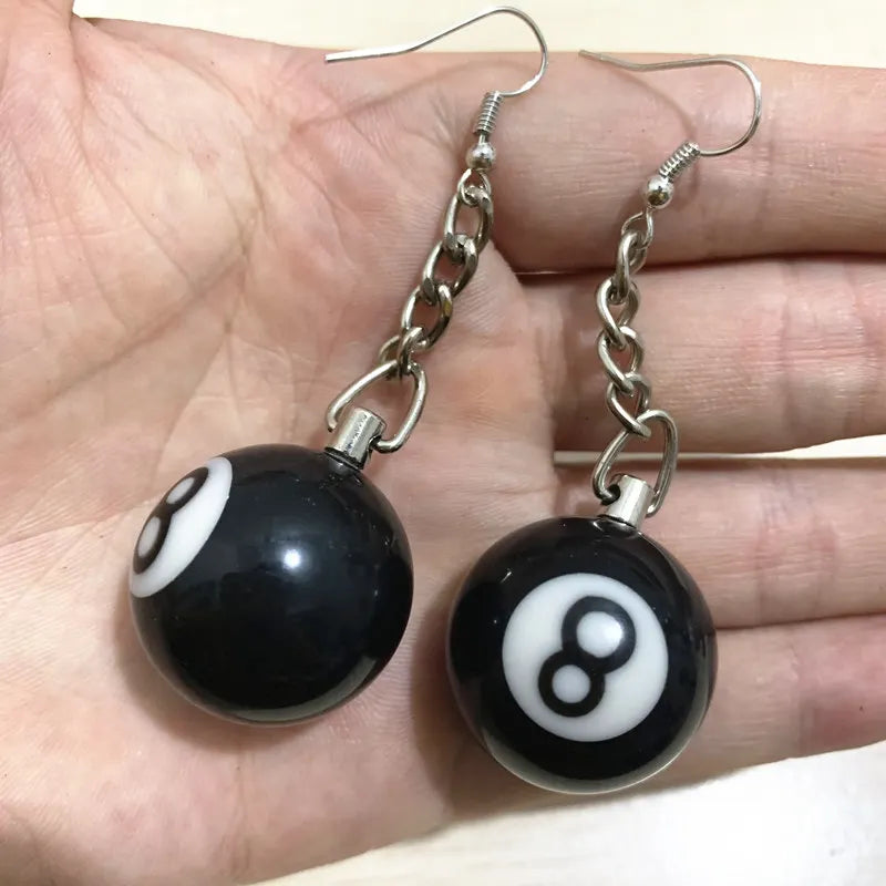 Black Billiards 8 Ball Earrings