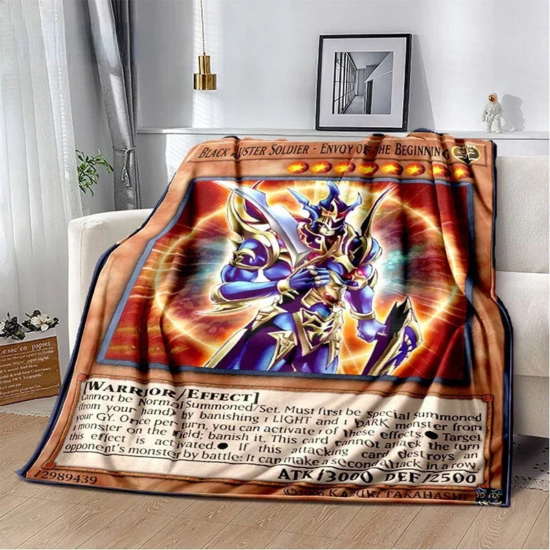 Anime Yu Gi Oh Card Throw Blanket Blue Eyes White Dragon Anime Home Decor