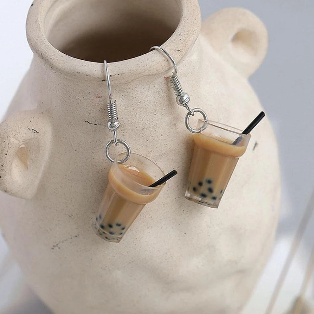 Cute 3D Simulation Bubble Tea Earrings