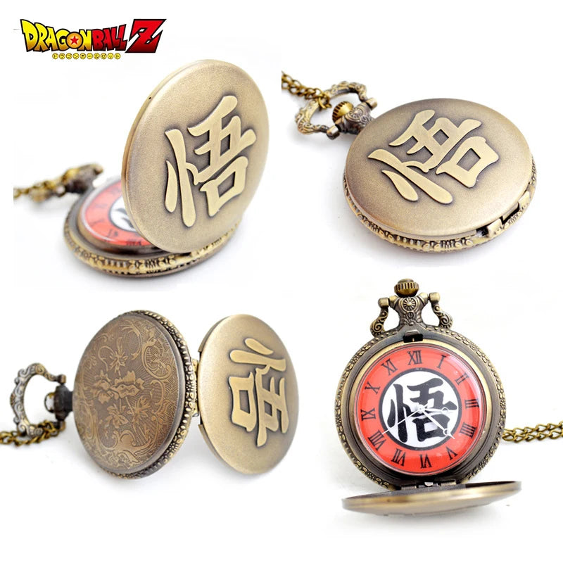 One Piece Anime Pocket Watch Dragon Ball Naruto Retro Flip Pocket Watch Necklace Pendant