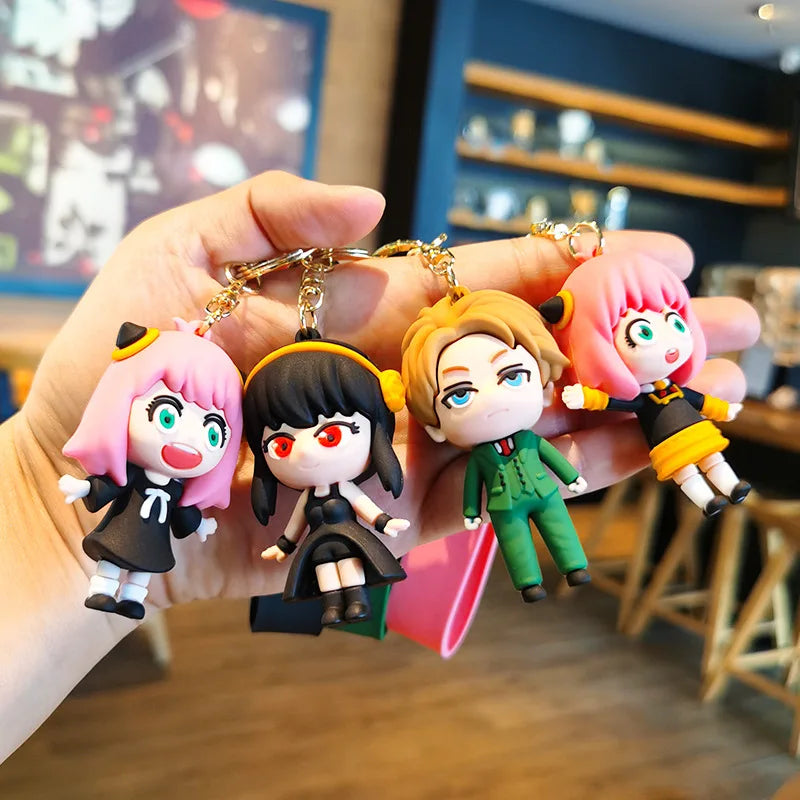 Spy X Family Keychain Anime Figures Twilight Anya Yor Loid Forger Key Chain 3D Soft Silicone Backpack Keyring Pendant