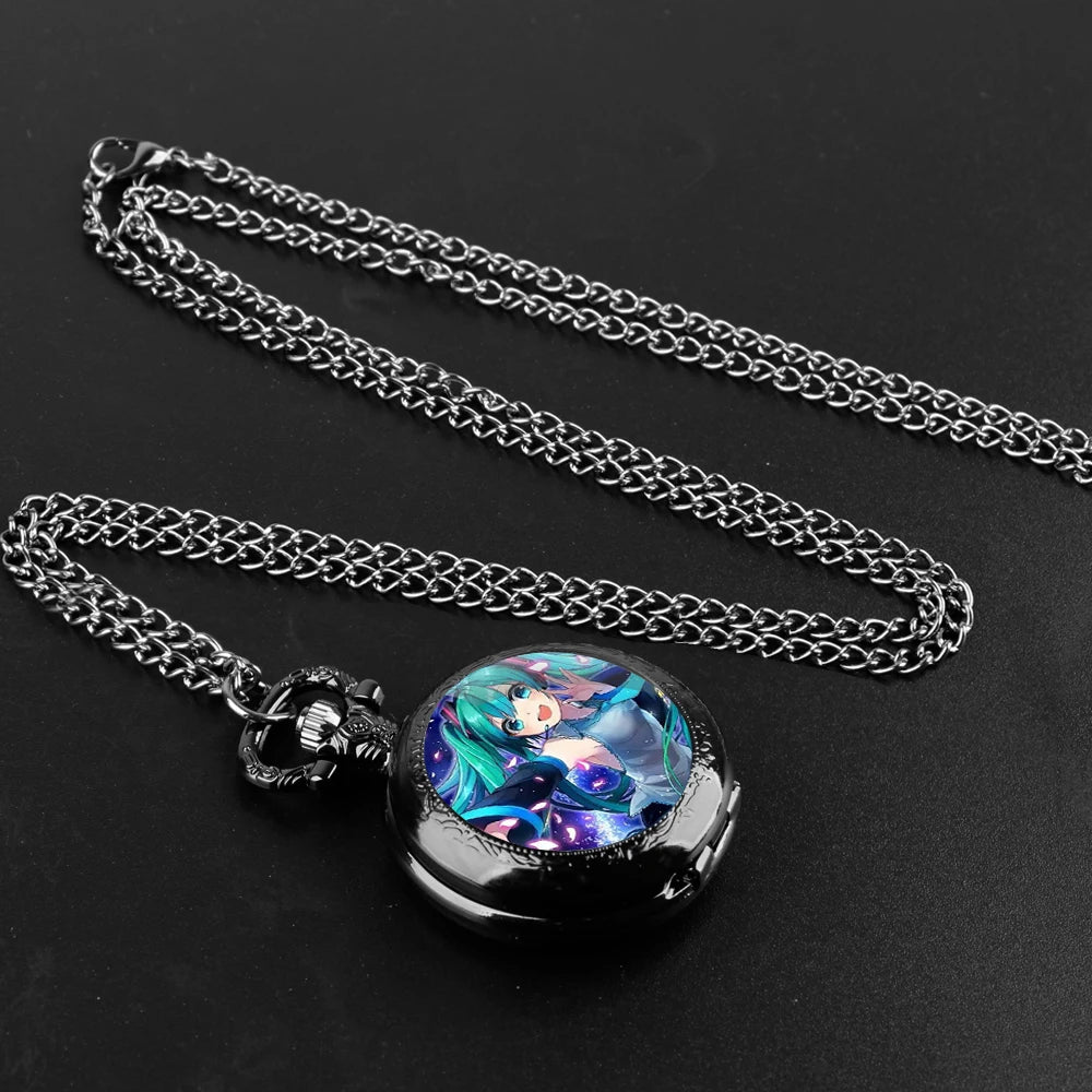 Japan Anime Miku Glass Dome Quartz Pocket Watch