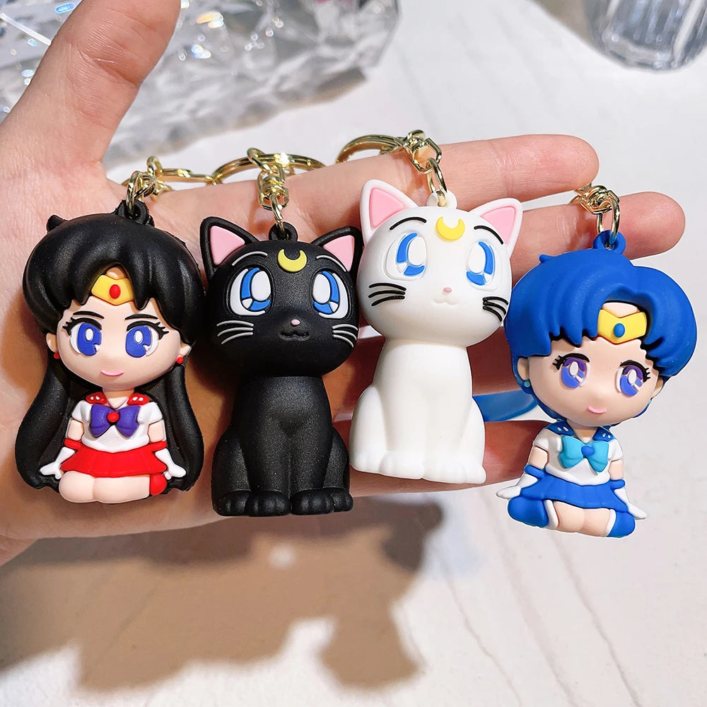 Anime Sailor Moon Keychain Cute Figure Doll Bag Pendant Keyring Car Key Chain Accessories