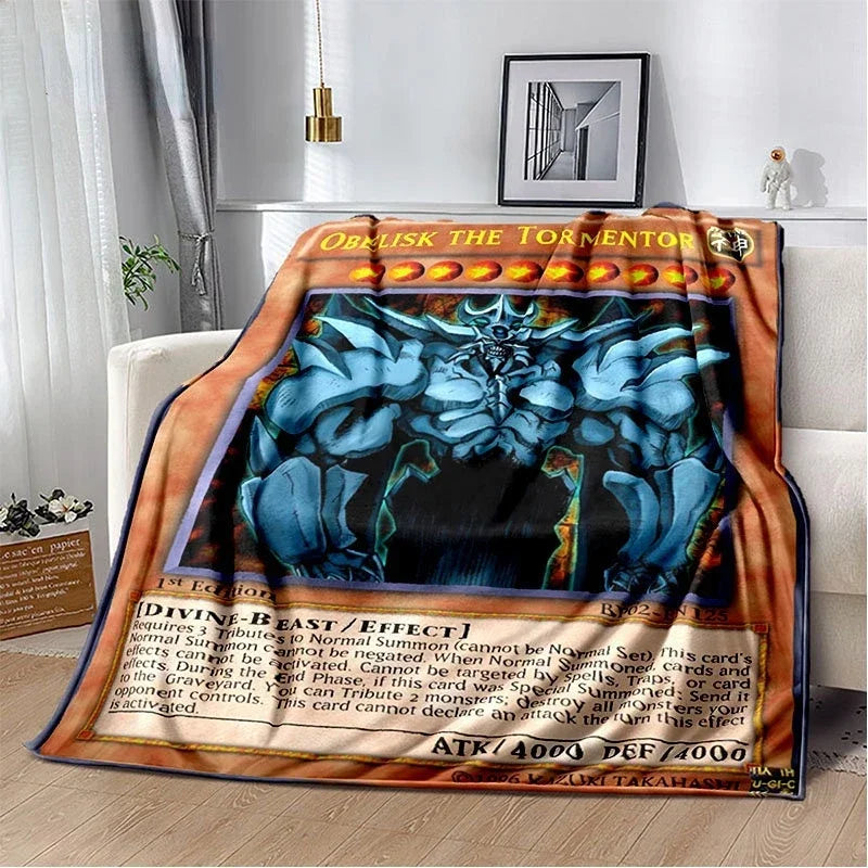 Anime Yu Gi Oh Card Throw Blanket Blue Eyes White Dragon Anime Home Decor