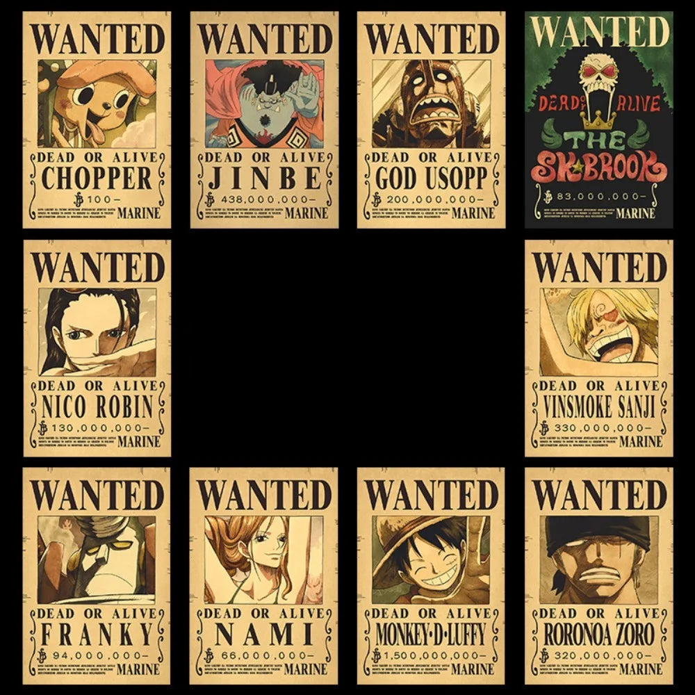 Anime One Piece Bounty Wanted Posters