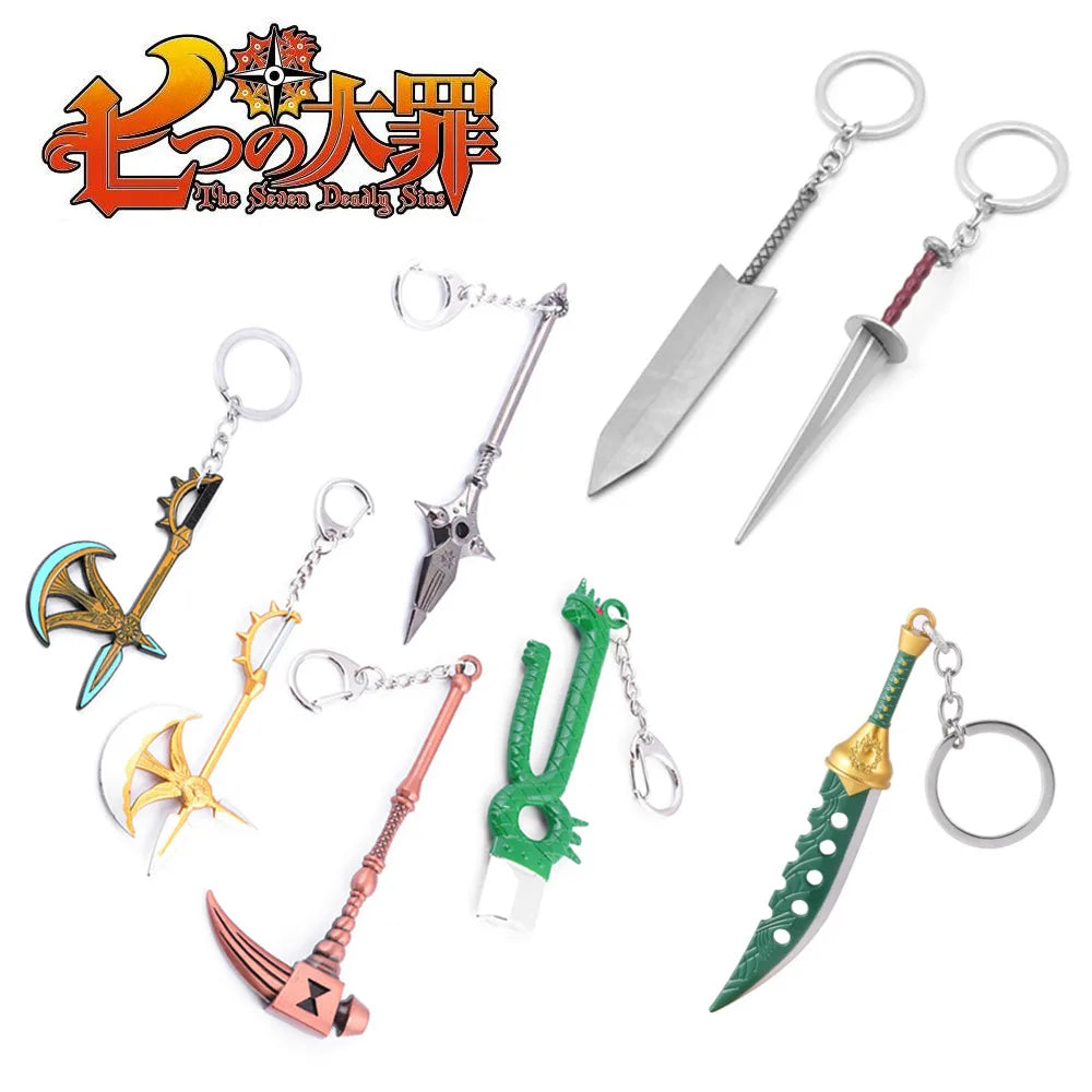 Anime The Seven Deadly Sins Keychain LostVayne Rhitta CHASTIEFOL Weapon Model Pendant Key Chain