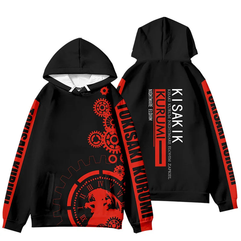 Japan Anime Date A Live Girl Tokisaki Kurumi Printed Sweatshirt Hooded Hoodies